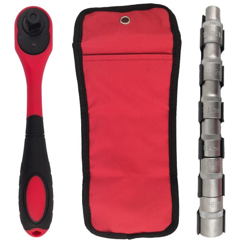 Set Chiave A Cricchetto 1/2' 6 Bussole 10-19mm Con Manico Antiscivolo Cod.60101	